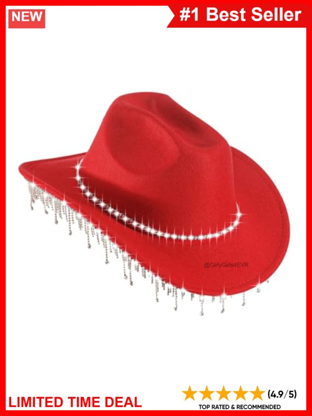 Rhinestone Cowgirl Hat Glitter Western Sparkly Cowboy Hat